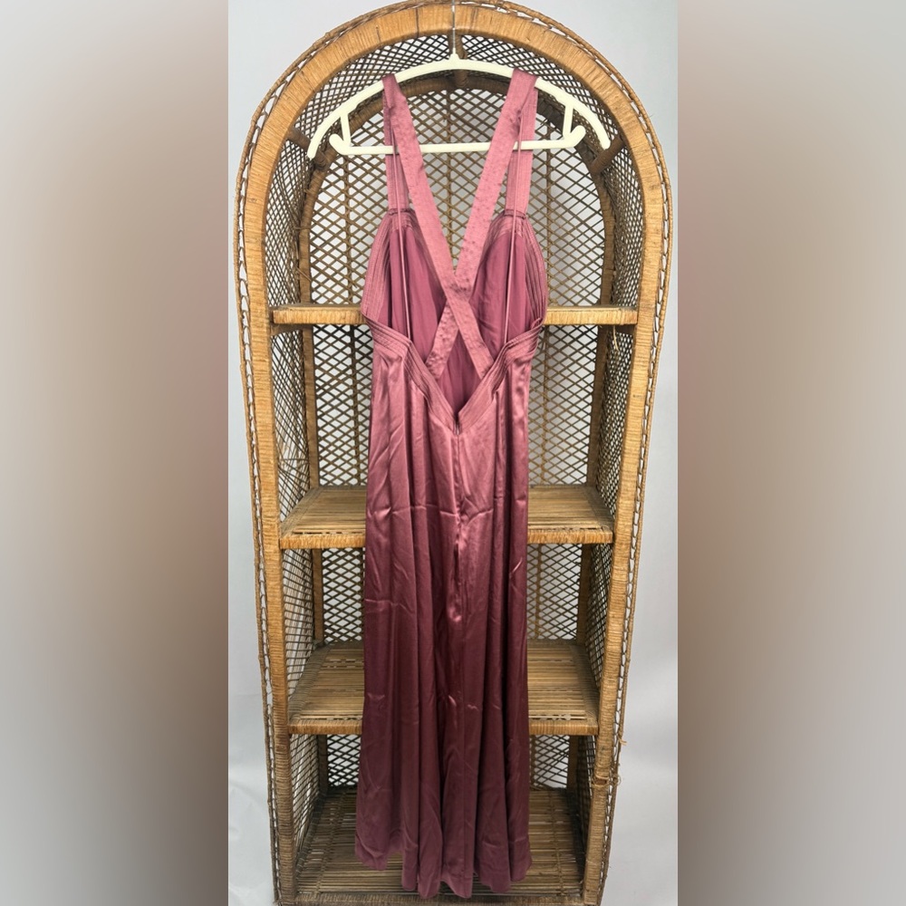 Anthropologie Cross Back Satin Midi Dress Size 10 NWT Pink Mauve $170 MSRP - Picture 9 of 11